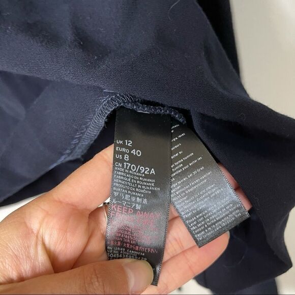 TOPSHOP navy cut out belted sleeve blouse top - Picture 2 of 7